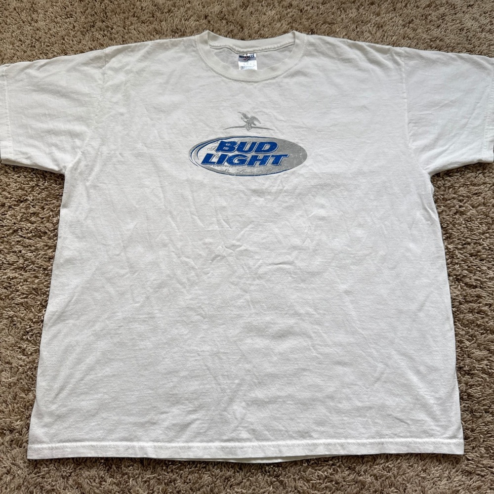 Vintage Bud Light T Shirt Mens XL White Jerzees Y2K 90s Beer Graphic Tee